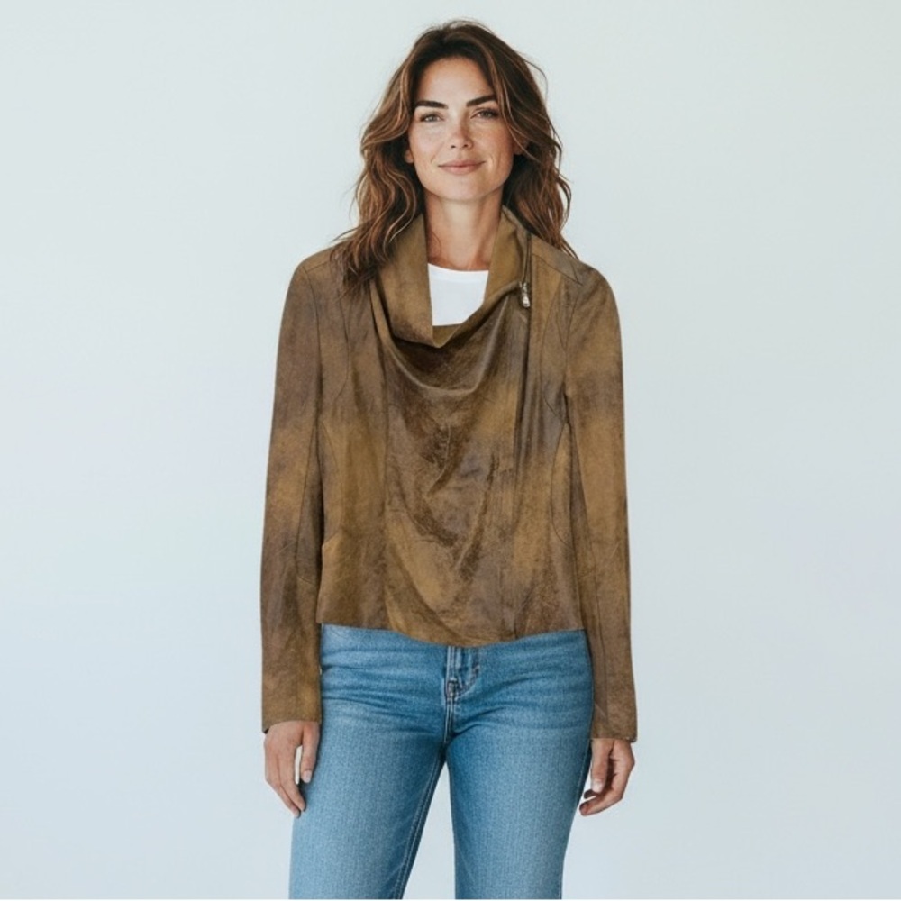 Silence + Noise Urban Outfitters Vegan Faux Leather Distressed Moto Jacket Small